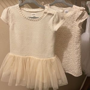 2 beautiful cream dresses 12-18 months like new!